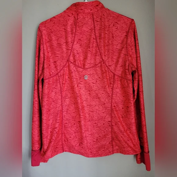 Womens Red Patterned Zip-Up Jacket - Picture 2 of 3